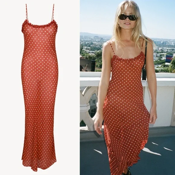 NWT Réalisation Par The Esmé Rouge Spot 100% Silk Slip Dress Size S - Picture 6 of 15